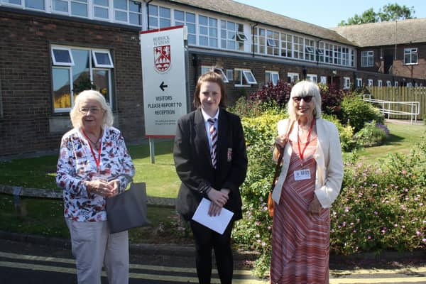 Zoreen Hill and Sandra Gann came along to Berwick Academy to present a Berwick Civic Society award to Tallulah Clarke.