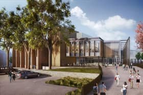An artist’s impression of the new leisure centre and community services hub in Morpeth.