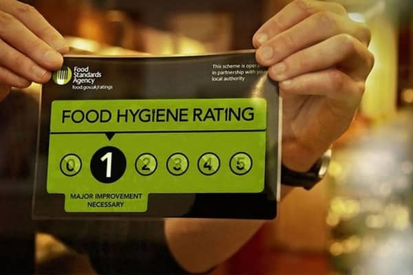 Hygiene ratings range from zero to five. One means major improvement is necessary.