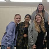 Rebecca Maxwell (back) with her tutors, from left, Iona, Shreya, Zoe, Emily, and Hollie. (Photo by Rebecca Maxwell)