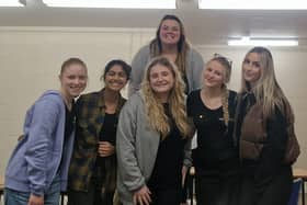 Rebecca Maxwell (back) with her tutors, from left, Iona, Shreya, Zoe, Emily, and Hollie. (Photo by Rebecca Maxwell)
