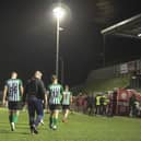 The Spartans players leave the pitch after their stoppage time defeat away at Scarborough. Picture: Paul Scott/Blyth Spartans