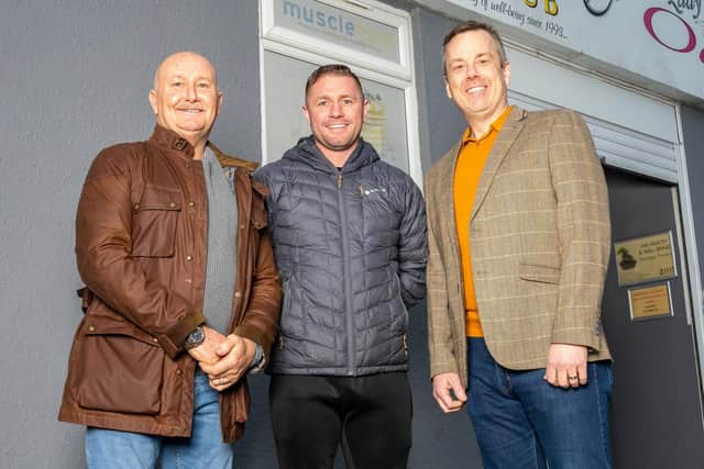 Previous Oasis gym owner Kevin Crick, Grant Brotherton and Martin Wardle.