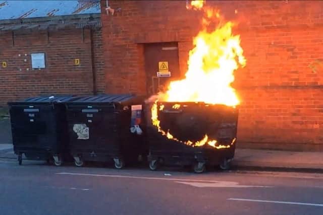 Wheelie bins are usually packed with flammable items, so fire can take hold very quickly.