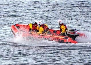 The RNLI team worked in assistance of HM Coastguard to bring the injured man to safety.