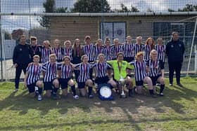Ponteland Ladies celebrate their win in the NFL Women's League Cup.