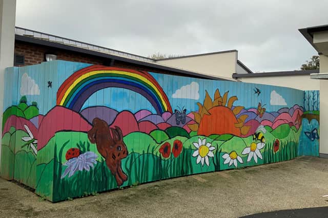 Service users on Tyne Unit have brightened up the ward by creating a mural in their courtyard.