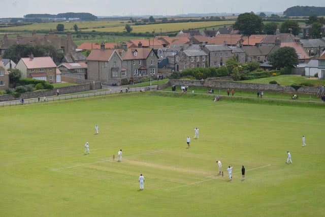 Another closer view of the cricket ground in Bamburgh.