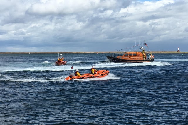 Berwick’s new Atlantic 85 lifeboat and the inshore boat with the visiting Eyemouth all weather boat.