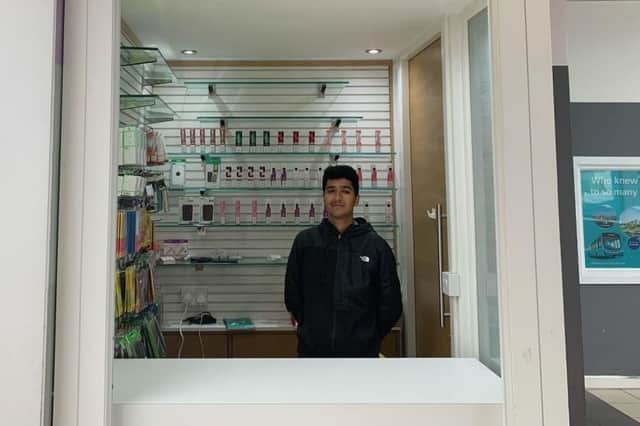 Areeb in the new store.
