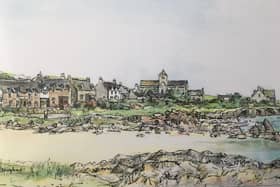 Watercolour of Iona by Susan Hughes.