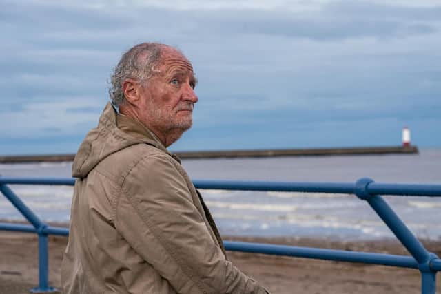 Jim Broadbent as Harold is pictured by Jake West during the filming of a scene for the movie at Spittal Promenade.