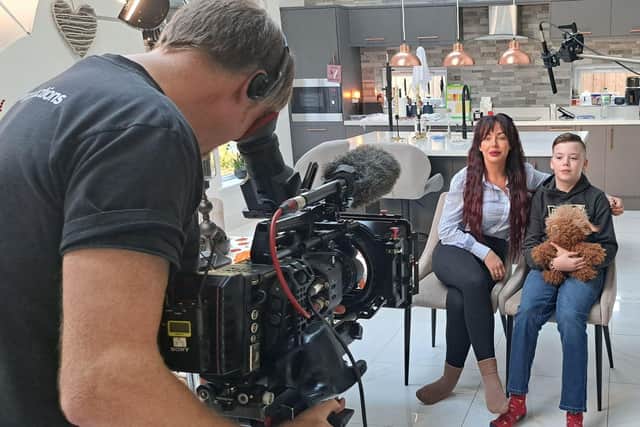 Kayleigh Cockburn and her son Charlie pictured during filming.