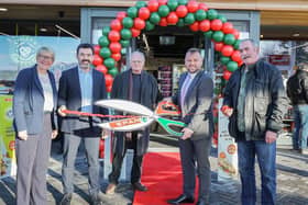 The official opening of Thropton's new SPAR shop.