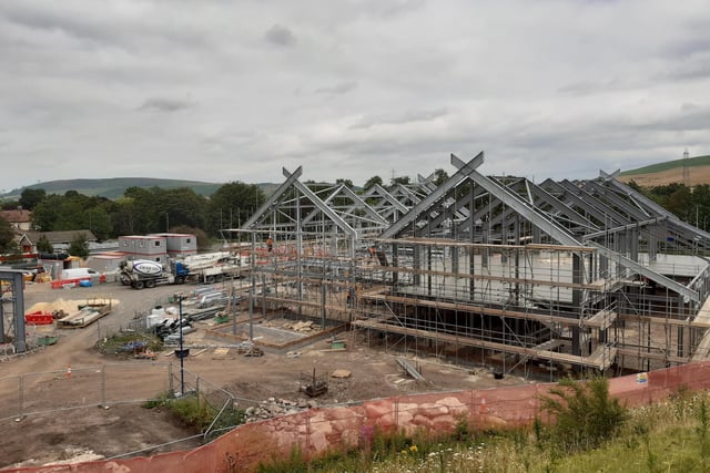 The steel structure in place in summer 2021.