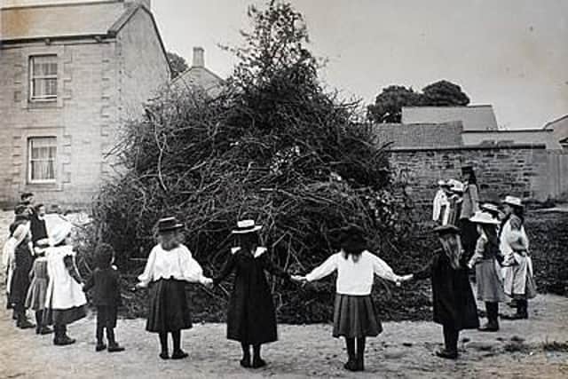 Baal burning in Whalton village, 1902. The picture was taken by Sir Benjamin Stone.