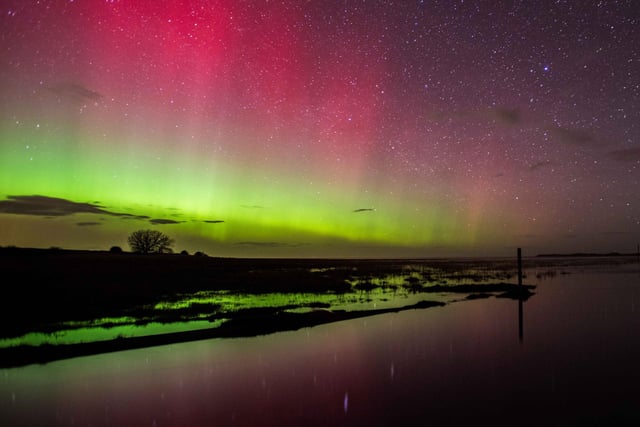 The Northern Lights at Holy Island.