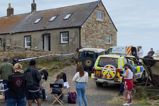 Police tape up in Boulmer village, one of the locations for series 11 of the popular ITV crime drama Vera.