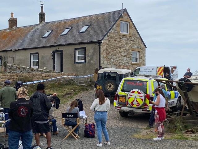 Police tape up in Boulmer village, one of the locations for series 11 of the popular ITV crime drama Vera.