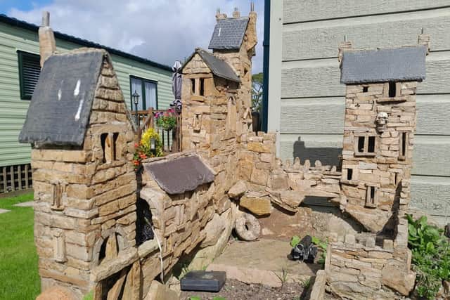 The hugely detailed mini-castle at Coquetdale Holiday Park in Rothbury.