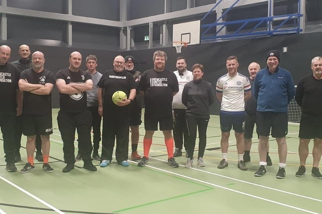 Men's walking football with former 12th Man project participants.