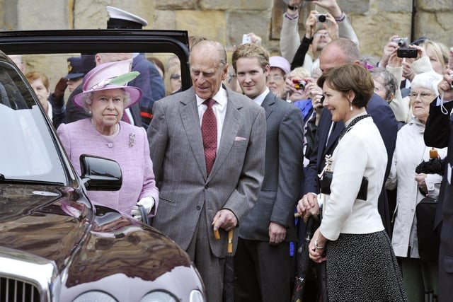 Her Majesty The Queen and Prince Philip arrive in Alnwick in June 2011.