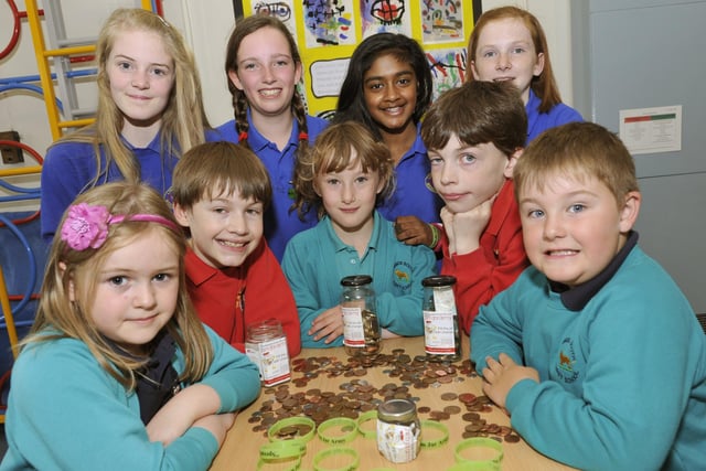Supporting the Jam Jar Army are (back) Daisy Hope, Emma Coleman, Maya Woolfrey, Sarah Charlton, (front) Holly Robinson, Alex Clark-Thompson, Enmma Keane, Harry Clark-Thompson and Ryan Driver from Lindisfarne, Dukes and Alnwick South schools, in May 2012.
