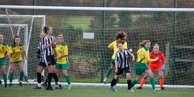 Action from the County Cup match between Alnwick Town Ladies and Wallsend Boys Club Ladies. Picture: Michael Cook