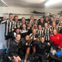 Alnwick Ladies celebrate in the dressing room after their 3-1 home win over Chorley in the Women’s FA Cup.