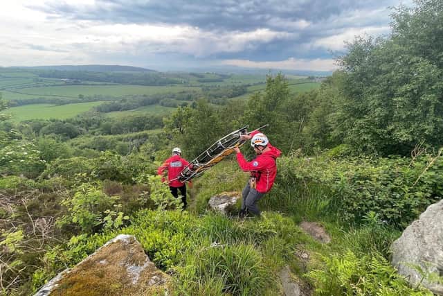 Northumberland National Park Mountain Rescue Team (NNPMRT) at Corby's Crag. Picture: NNPMRT