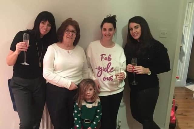 Jill Dodds with her mam, sister Katie, sister Nicola and Katie's youngest daughter Isla at Christmas 2019.