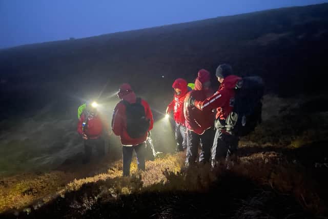Two walkers who got lost in foggy conditions on The Cheviot were found safe by mountain rescue teams.