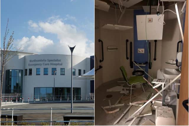 Damage at the Northumbria hospital.