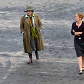 Brenda Blethyn, left, and a fellow actress recording a scene for the Vera television show. Picture by Frank Reid.