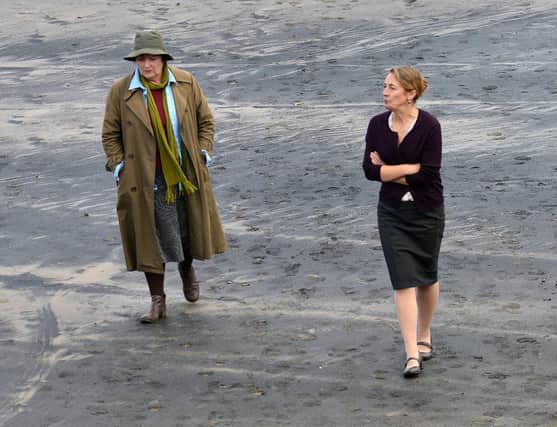 Brenda Blethyn, left, and a fellow actress recording a scene for the Vera television show. Picture by Frank Reid.