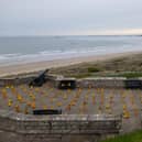 146 yellow RNLI wellies were arranged at Bamburgh Castle to celebrate the 146,000 lives saved by the charity since it was founded 200 years ago - each one represents 1,000 people saved. Pictures and video: North East Drone Studio.