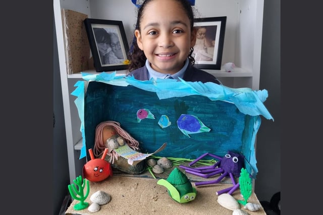 Naya, age 7, heads under the sea for some inspiration.