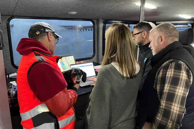 NIFCA team members consulting with local fishers in Amble.
