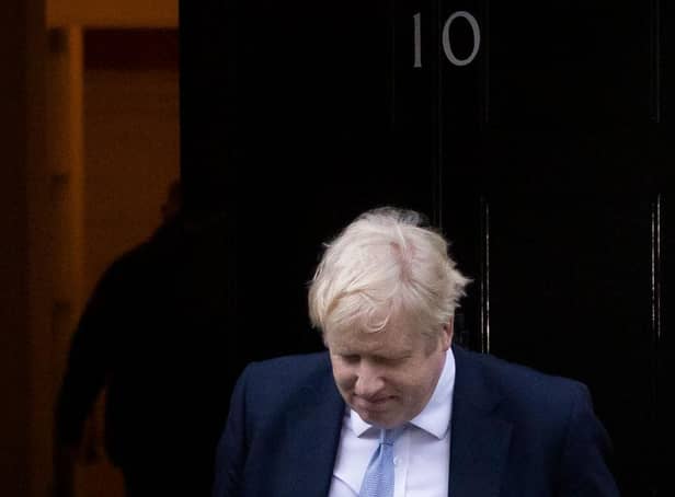 Boris Johnson leaves 10 Downing Street after receiving a version of Sue Gray's reporter. Picture: Dan Kitwood/Getty Images.