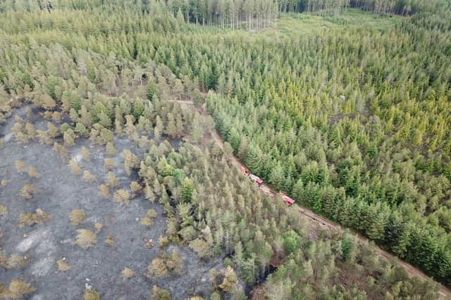 A drone image shared by Northumberland National Park Mountain Rescue Team shows part of the land damaged by fire.