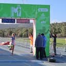 Rachelle Falloon crosses the finishing line in the Magaluf 10k.