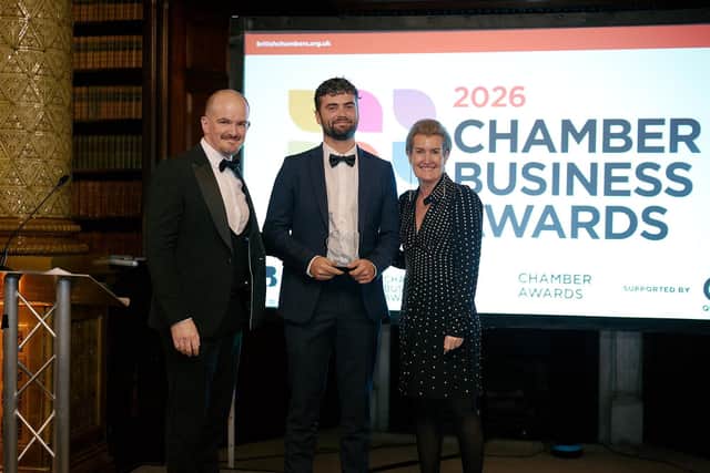 Project engineers Chris Hall and Aidan Stephenson from Osbit Ltd, and Shevaun Haviland, director general, British Chambers of Commerce. (Photo: Philip J.A Benton)