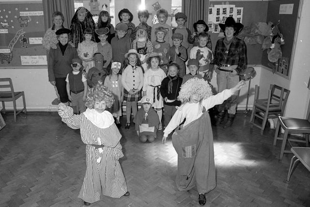 Pupils at Ellingham First School dressed up to raise funds for Comic Relief in 1990.
