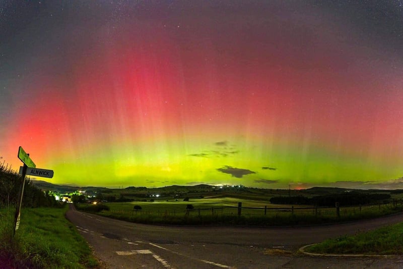 The northern lights seen over Whittingham.