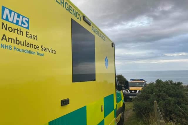 North East Ambulance Service was also on the scene at Sea Houses. Photo: Howick Coastguard