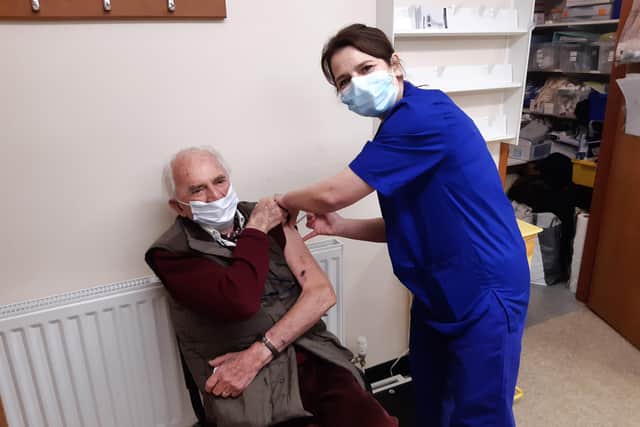 James Mitchell gets his Covid vaccine at the Berwick hub.