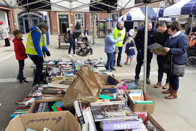 A previous Lions Club of Morpeth book sale.