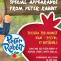 Peter Rabbit will be among the children's book characters visiting town centres in the coming weeks.