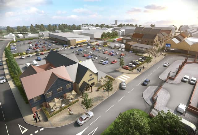 An artist impression of the proposed Aldi store and regeneration of Bedlington town centre.