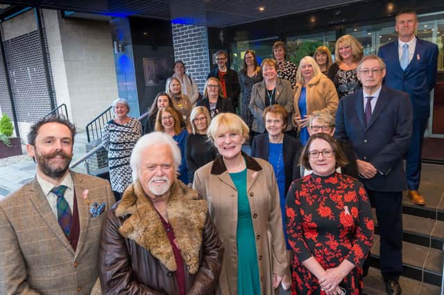 The launch of the Usher syndrome film. Front, from left, Jo’s husband Steve White, Merrill Osmond, Jo Milne and Elaine Henderson, Northumbria Healthcare NHS Foundation Trust’s director of nursing.